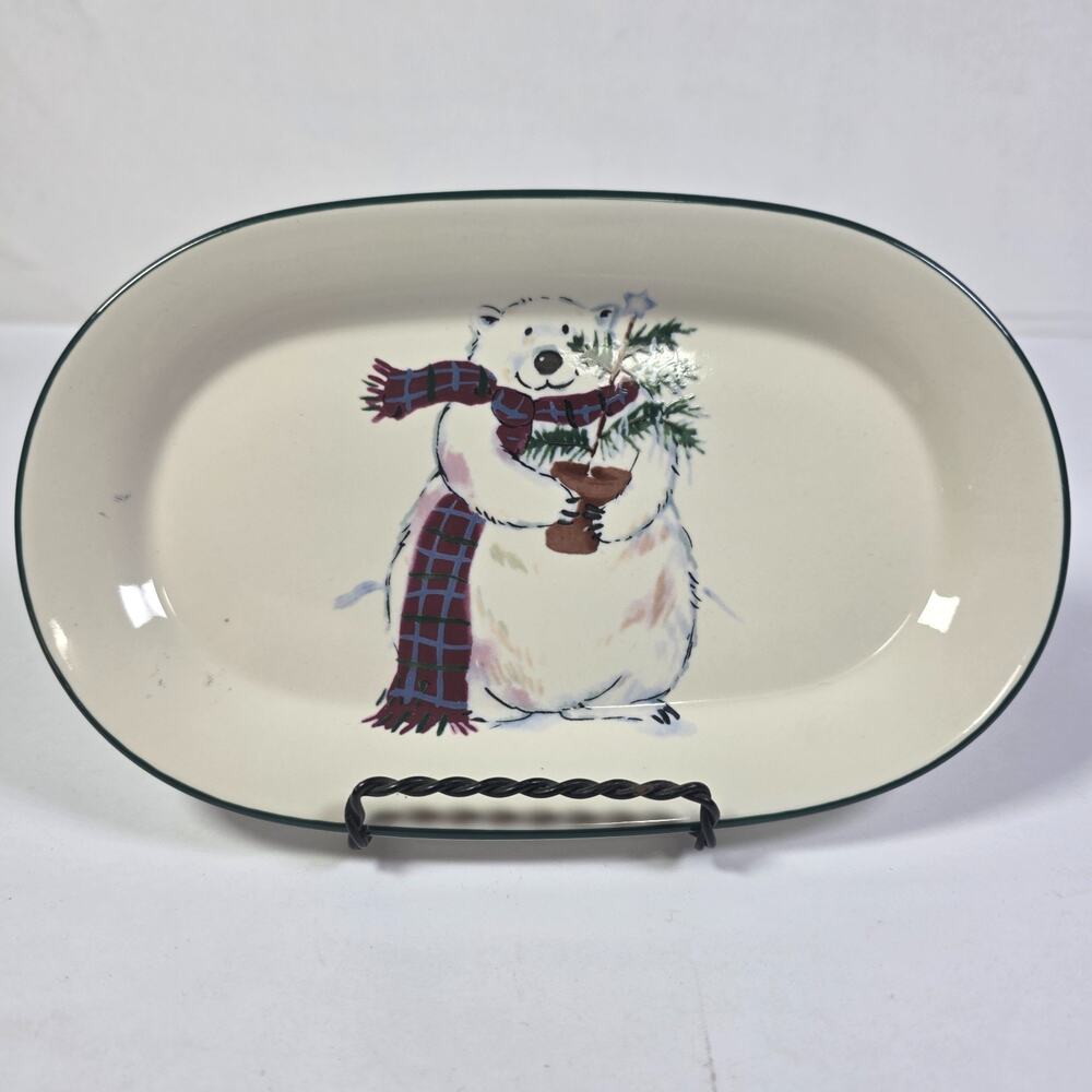 Pfaltzgraff Snow Bear Christmas Oval Appetizer Plate 8.5" Single Replacement